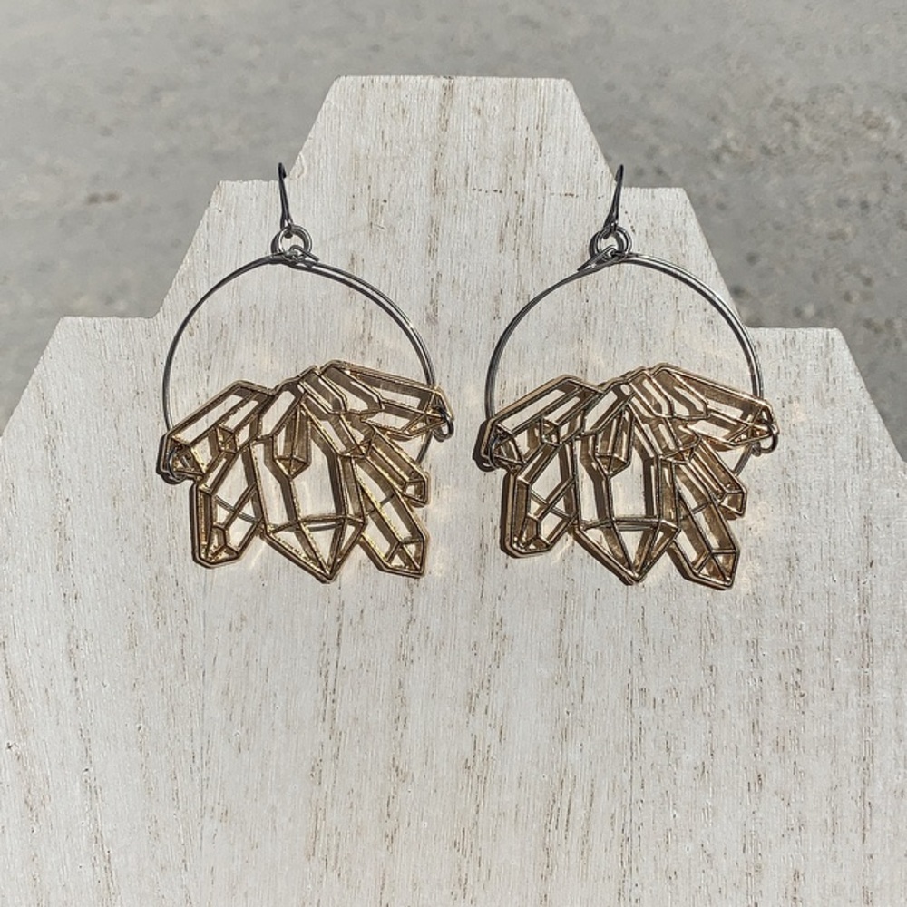 Gold Crystal Quartz Hoop Earrings